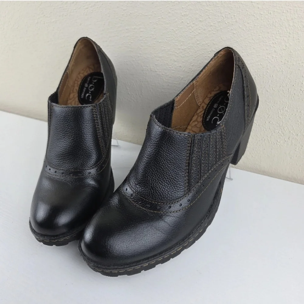 B.O.C.‎ Sorla Block Heel Black Pebble Leather Slip On Stretch Ankle Booties 8 - Picture 2 of 10